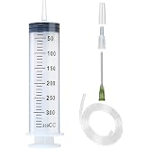 300ml 350ml Syringe with 27.6" Tube and Needle 14G 1.5&rdquo;, Large Plastic Syringe Individually Packaged for Glue Dispensing, Labs, Watering, Refilling