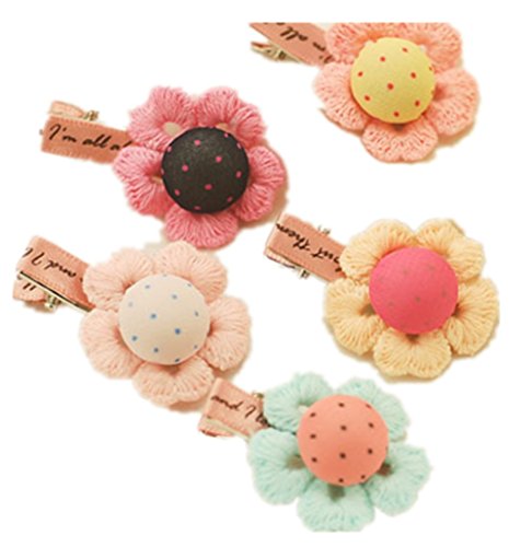 Yunko 8 Pieces Handmade Crocheted Flower Design Hair Clip Hairpin clip For Baby Girls Toddlers Kids Barrettes