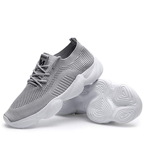 Mens Mesh Breathable Running Sneakers Lightweight Walking Shoes Fitness Lace-Up Athletic Shoes Tennis Racquet Sports Shoes (Gary, 45) - Thumbnail 5