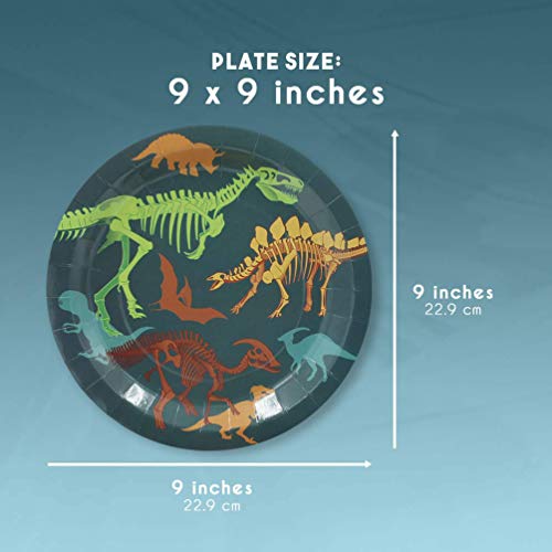 4 Dinosaur+Plates+Skeleton+Birthday+Supplies
