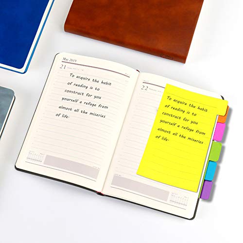 UPlama 3 Pack Divider Sticky Notes, Color Coded Index Tab Stickers Tabbed Self-Stick Lined Note Pad for School Office, 60 Ruled Notes, 4 x 6 Inches, Assorted Neon Colors - Thumbnail 4