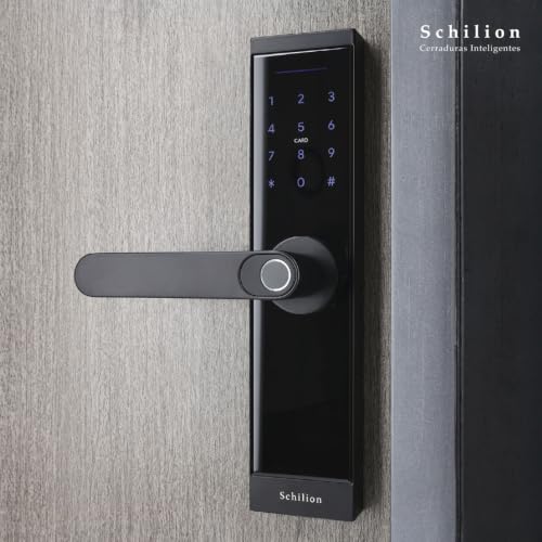 Schilion Cerradura Inteligente WiFi + Bluetooth para Puerta Principal Exterior Chapa Electrónica Apertura con Huella, Código, Tarjeta, App Móvil, Control Remoto - Espesor Recomendado de 3.5 a 12 cm