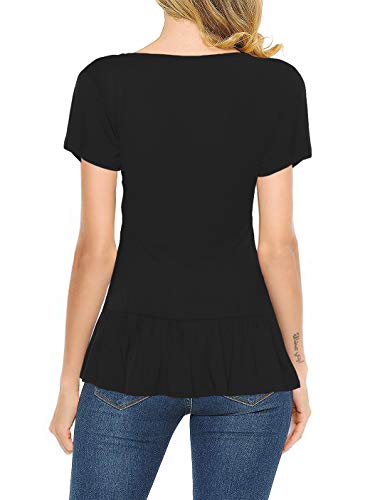 Florboom Womens Tshirts Summer Short Sleeve Soft T Shirts Tops Black XXL
