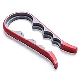 Fibevon Jar Opener-- Bottle Lid Opener For Seniors Rheumatoid Arthritis, Easy Can Lid & Bottle Top Opener With Rubber Grip（Red）