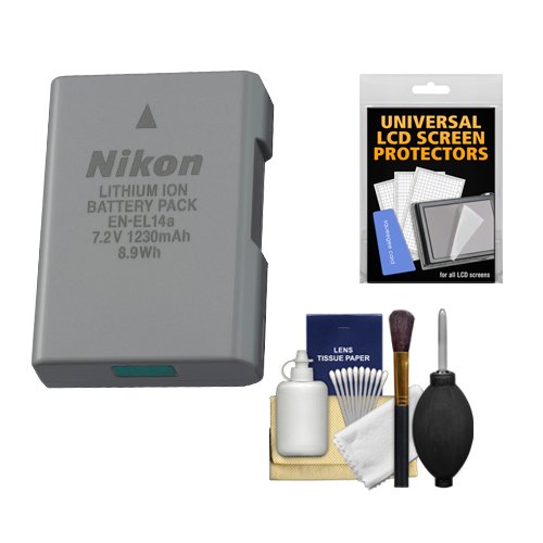 Nikon EN-EL14a Rechargeable Li-ion Battery with Cleaning Kit for Df, D3300, D3400, D5300, D5500, D56