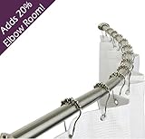 Brushed Nickel Curved Shower Curtain Rod / NO SAWING REQUIRED!