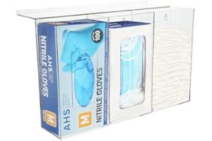 AMERICAN HOSPITAL SUPPLY Triple Hygiene Dispenser with Lid [Pack of 1] – 3-Compartment Wall Mount Holder for Gloves, Face Masks, Hairnets, Tissues, Shoe Covers | 17.2x10.9x4.3 in