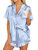 Ekouaer Womens Satin Pajamas Set Button Down 2