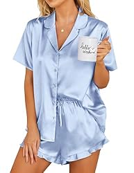 Ekouaer Womens Satin Pajamas Set Button Down 2