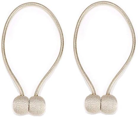 FORFIT 2 Pieces Curtain Tiebacks Magnetic Classic European Window Holdbacks Home Office Decorative Drapes Holders with Strong Magnetic, The Most Convenient Drape Tie Backs (Beige)