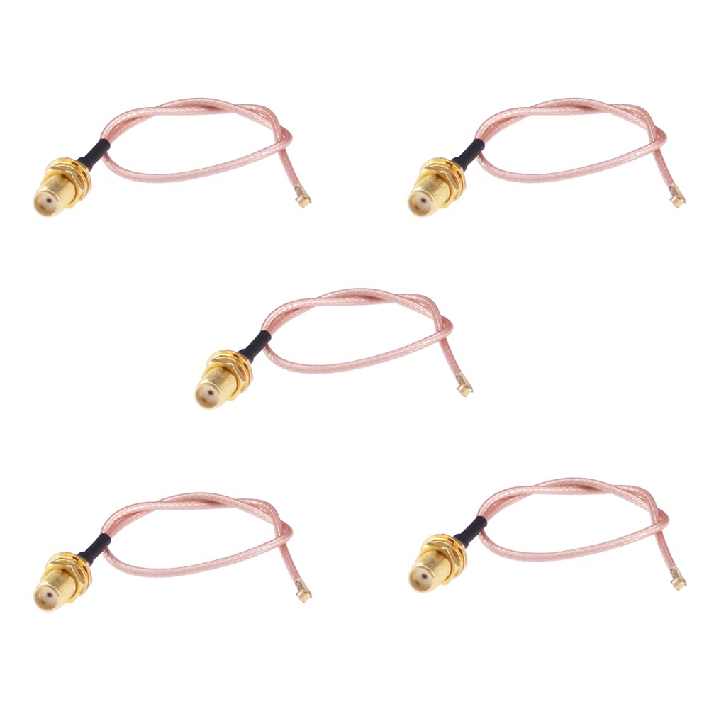 RFaha 5pcs RF U.FL(IPEX/IPX) Mini PCI to SMA Female Pigtail Antenna Wi-Fi Coaxial RG-178 Low Loss Cable (8 inch (20 cm)(F03-5)