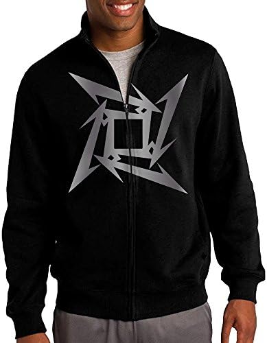 Men Metallica Star Platinum Logo Zip-up Jacket Hooded Sweatshirt Black