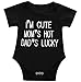 SWNONE Infant Baby Boys Girls Clothing Shirts Rompers Jumpsuit Funny Letter Printed Short Sleeves Black Onesie (Black, 6-12 Months)