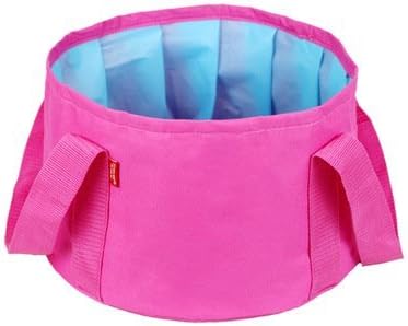 Dandyd Oxford Cloth Foldable Leak-proof Basin Wash Bowl Footbath Bucket with Storage Bag Portable for Fishing Hiking Travel Outdoor Sports (Red)
