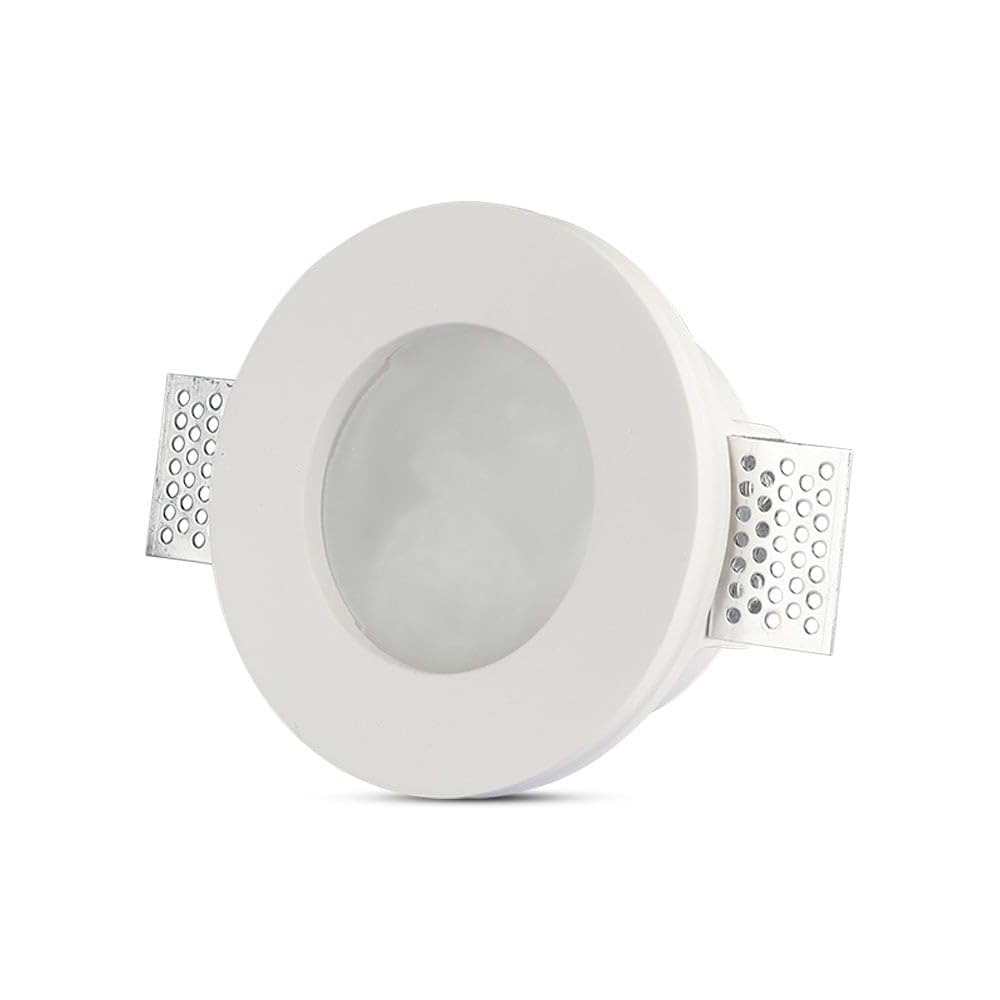 V-TAC SKU 3692 Round recessed spotlight holder made of plaster, supplied with frosted glass, for LED GU10 VT-801RD/SQ