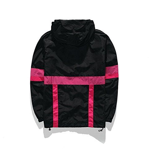 WEIPENG AITFINEISM Men's Fashion Lightweight Hoodie Zip-up Letter Windbreaker Jacket (Small, Black)