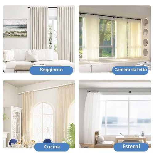 Curtain Rods Curtain Rod Curtain Poles Indoor Curtain Rod Stainless Steel Curtain Rod with Round End and Bracket for Bedroom Living Room Windows Silver 84-143CM