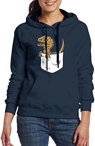 Cute Pocket Raptor Womens Geek Long Sleeve Hoodie With Kangaroo Pocket