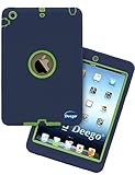 Vogue Shop Cover for iPad Mini Case,3in1 Hybrid Hard PC Soft Silicone High Impact Combo Defender for iPad Mini 1 2 3 Cases(Navy+Yellow)