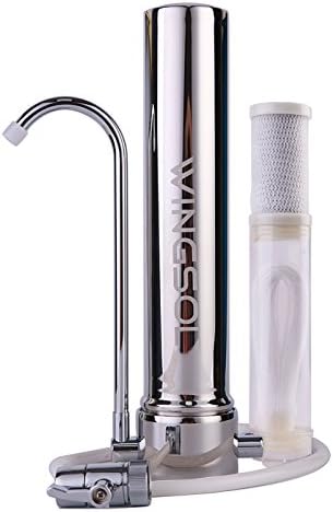 Water filter, Wingsol Countertop filter system, Wingsol Tap Water Purifier Filter Water Purifying Device for Home Kitchen, water purifier with stainless-steel