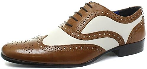Red Tape Gatsby Tan/White Mens Lace Up Brogue Shoes