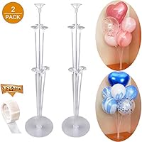 Tinabless Balloon Stand Kit 2 Sets of Clear Table Desktop Balloon Holder with 7 Balloon Sticks, 7 Balloon Cups and 1 Balloon Base for Birthdays | Wedding Parties, Holidays, and Anniversary Decoratio