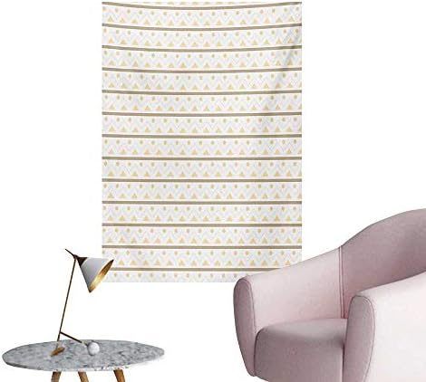 zhaoxuefa Geometric Photographic Wallpaper Chevron Zigzags with Triangles and Dots Pastel Colored IllustrationBeige and Warm Taupe W32 xL36 Poster Paper