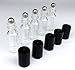 Pack of 15 - 5 ml (1/6 oz) Plain Clear Glass Container Tubes with Stainless Steel Roller Balls and Black Lids