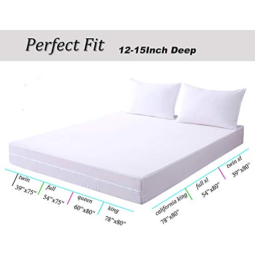 image for DOWNCOOL Zippered Waterproof Mattress Encasement Cover- Include 2 Bonu