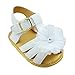 Weixinbuy Baby Infant Girls PU Leather Flower Crib Soft Sole Flat Sandals,White,6-12 Months