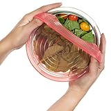 HEAVY DUTY - Extra Durable Silicone Stretch Lids - 6-Pack of Various Sizes - Reusable, Keeps Food Fresh - Insta Lid - RED Color - Katchy Kitchen