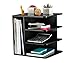 PAG Office Supplies Desk Organizer Wood Magazine File Holder Mail Sorter for Desktop, 3 Vertical and 1 Horizontal, Black
