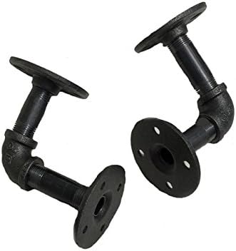 Find Joy 2 PCS Industrial Iron Pipe Bracket Wall Mounted Floating Shelf Hanging Wall Hardware Decor