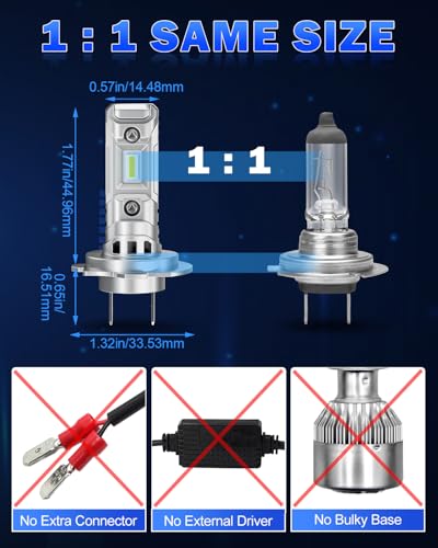 SUPAREE H7 LED Bulb H7 LED Car Canbus H7 LED 6500k White Hi/Lo Beam 12V 80W 24000LM 600% Bright 1:1 Mini Design Plug n Play 2pcs