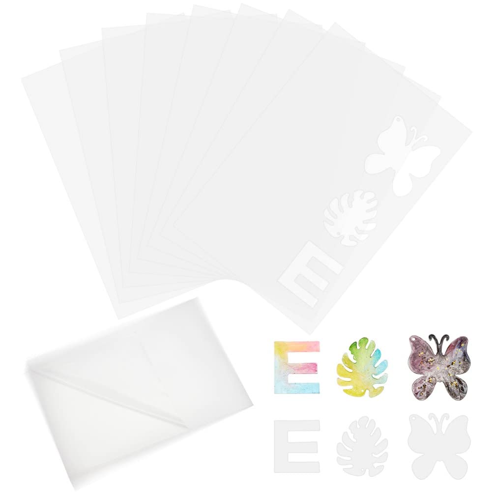 OLYCRAFT 12pcs Plastic Sealing Protective Films 21x30cm Large Size Transparent PVC Sealing Film Stickers Free Cutting for Resin Shaker Moulds Quicksand Pendant Making