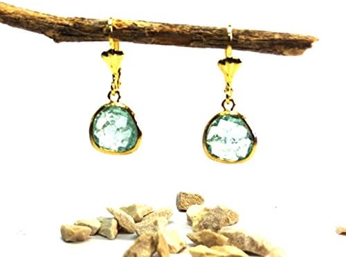 Beautifull gold plated light blue earrings
