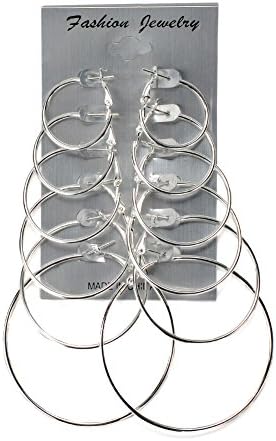 IBLUE Jewelry Women's Gold Silver Hoop Earrings 6 Pairs a Set
