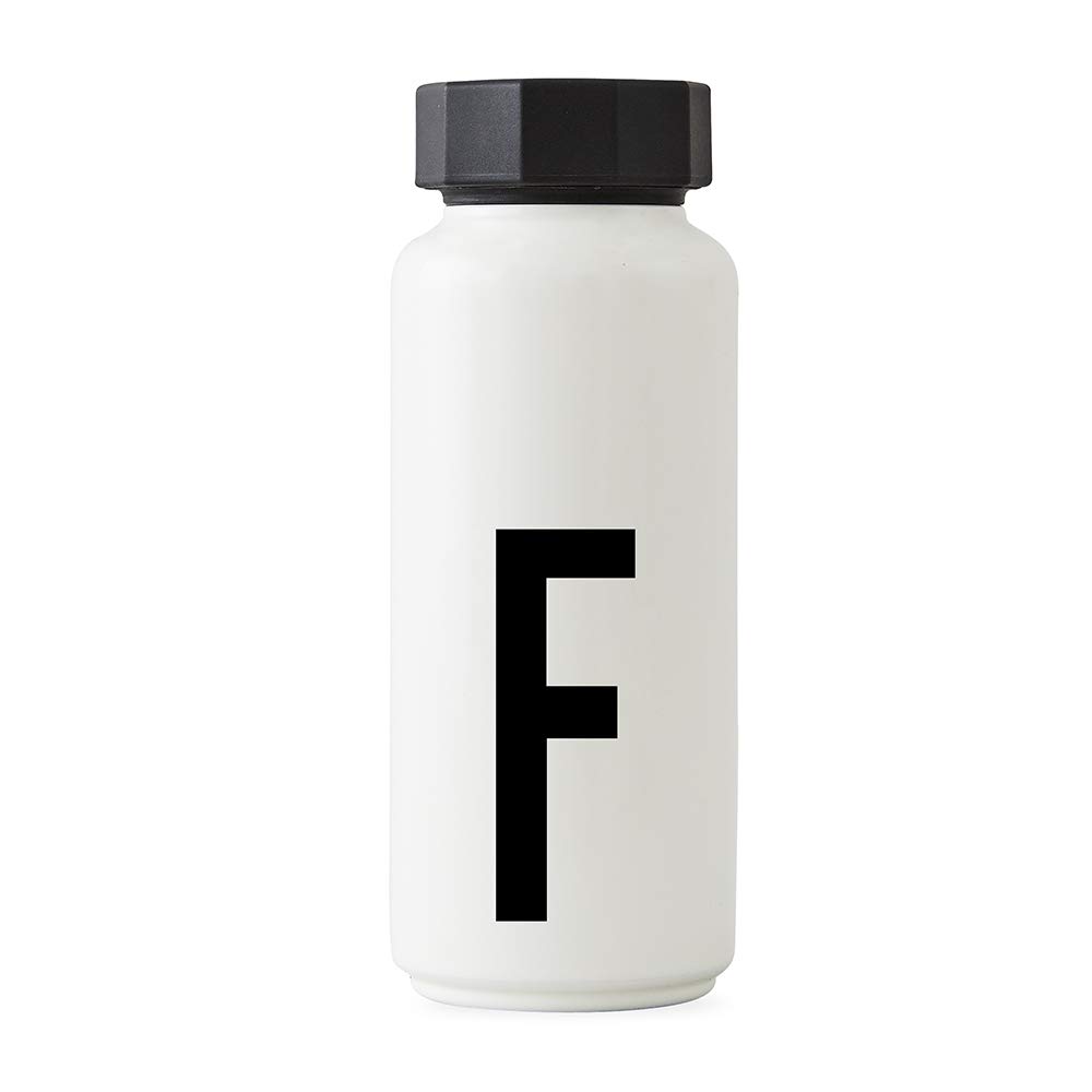 Design Letters Personal Thermo/Insulated Bottle (White) - F - BPA-Free Double Walled Vacuum, Stainless Steel, Nordic Design, Keeps Cold for up to 24 Hrs/Hot up to 12 Hrs, 500 ml, Leak-Proof, 280 g.