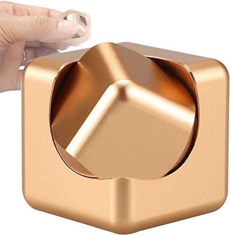 ST2 Alloy Fingertips Cube New Decompression Toys Hand Spinner with 688 Hybrid Ceramic Bearing for Adults and Kids (Cube Spinner - Black) (gold)
