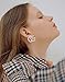 Luxury Letter G Pearl Initial Stud Earrings Drop Statement Earrings for Women Girls (A)