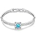 Menton Ezil 18K White Gold Princess Bangle Bracelets With Crystal Women Fashion Jewelry - Gift of Love (Blue)