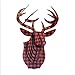 Cardboard Safari Recycled Cardboard Animal Taxidermy Deer Trophy Head, Limited Edition Bucky Plaid Red, Small