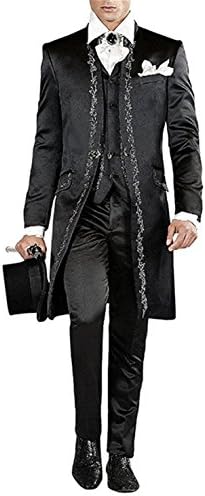 Onlylover Luxury Embroidery 3 Piece Men Suit Slim Fit Stylish Wedding Tuxedo Formal Party Suit