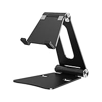 iKsee Cell Phone Stand, Adjustable Phone Stand, Dual Foldable Cell Phone Holder, Cradle, Dock for 4-10" Android Smartphone iPhone X 8 7 6 6s Plus 5 5s 5c iPad Mini, Desk Accessories-Black