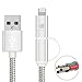 [Apple MFi Certified] 2 in 1 Dual Lightning USB Cable 3ft 1 M, HUNDA Nylon Braided USB Connector for Any Android and Apple Devices such as iPhone, iPad , Samsung, HTC, Nexus, Sony and more (Silver)