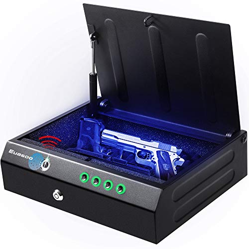 Gun Safe for Pistols with Fingerprint Digital Lock Key Quick Access