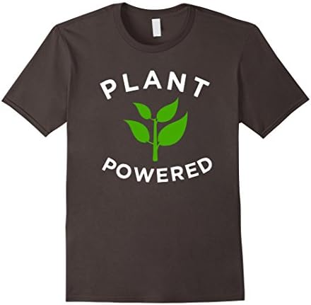 Mens Plant Powered T-Shirt, Healthy Vegan Lifestyle Tee Medium Asphalt