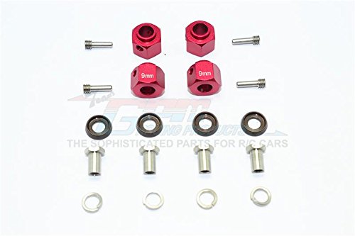 Traxxas TRX-4 Trail Defender Crawler Upgrade Parts Aluminum Wheel Hex Adapters 9mm - 4Pcs Set Red