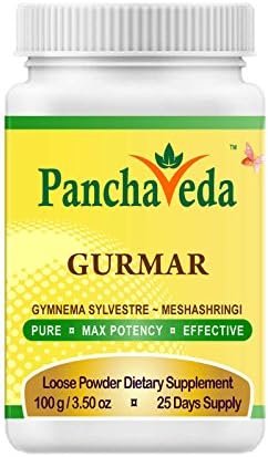 Panchaveda Gymnema Sylvestre Powder Organic Ayurvedic Herbal Natural Blood Glucose Formula Diabetes Supplement. Meshashringi Gurmar Churna Helps In Weight Loss, Healthy Blood Sugar Control Support