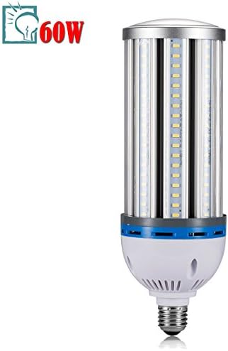 Gianor 60W Led Corn Light Bulb E26/E27 Lamp Holder LED Garage Lighting Replace Metal Halide Bulb 6000K Day White for Street/Garage/Factory/Warehouse/High Bay/Porch/Backyard Lighting(Transparent)